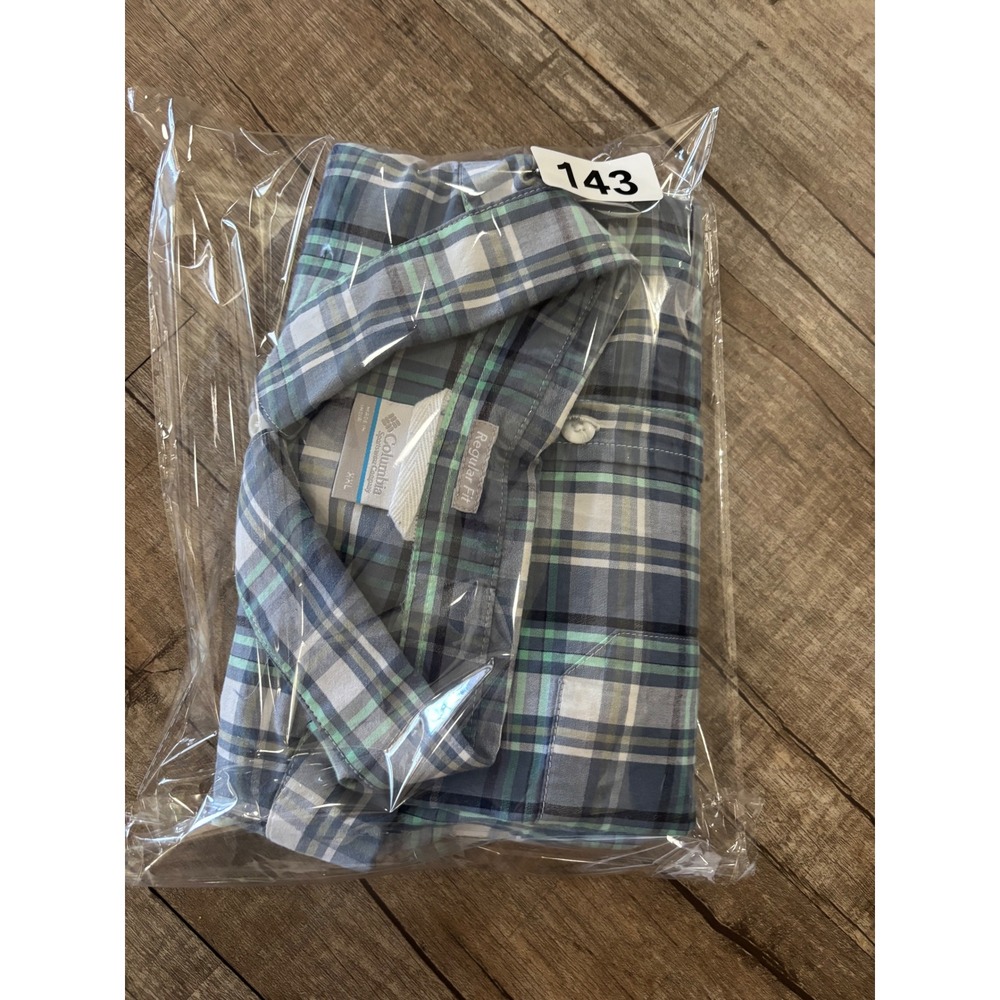 Columbia Mens XXL Blue Green Plaid Short Sleeve Button Down Shirt AM9132 Regular - Picture 7 of 7